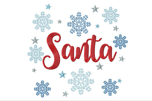 A Review of Snowflakes with Stars and Text Santa Embroidery