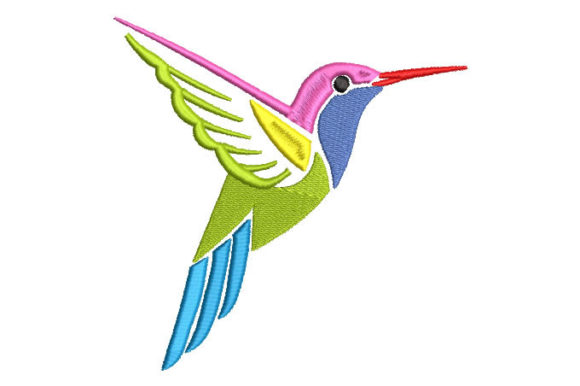 Colored Hummingbird Embroidery Design for Boutique Apparel