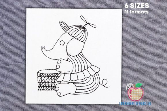 The Perfect Black and White Elephant Embroidery
